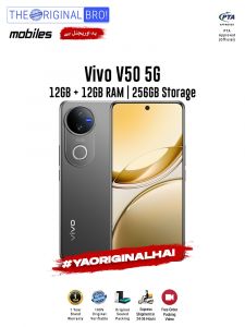 Vivo V50 5G - 12GB RAM - 256GB Storage - PTA Approved - 1 Year Warranty - Black - The Original Bro Mobiles - TOB40